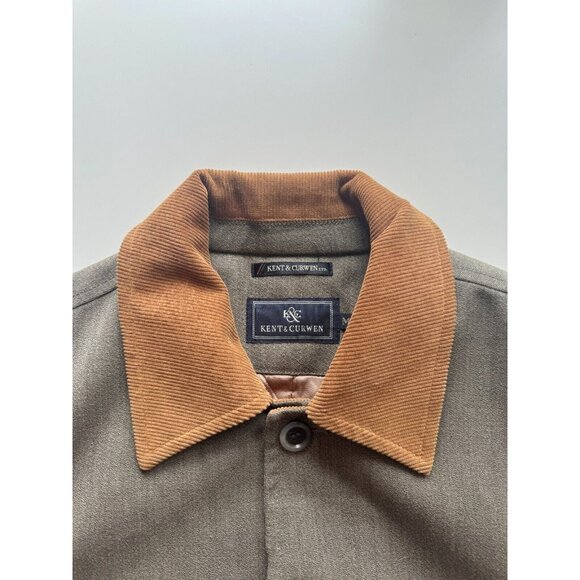 Men's KENT & CURWEN Loro Pia Green Wool Quilted Barn Coat Jacket, Size M - Picture 12 of 16